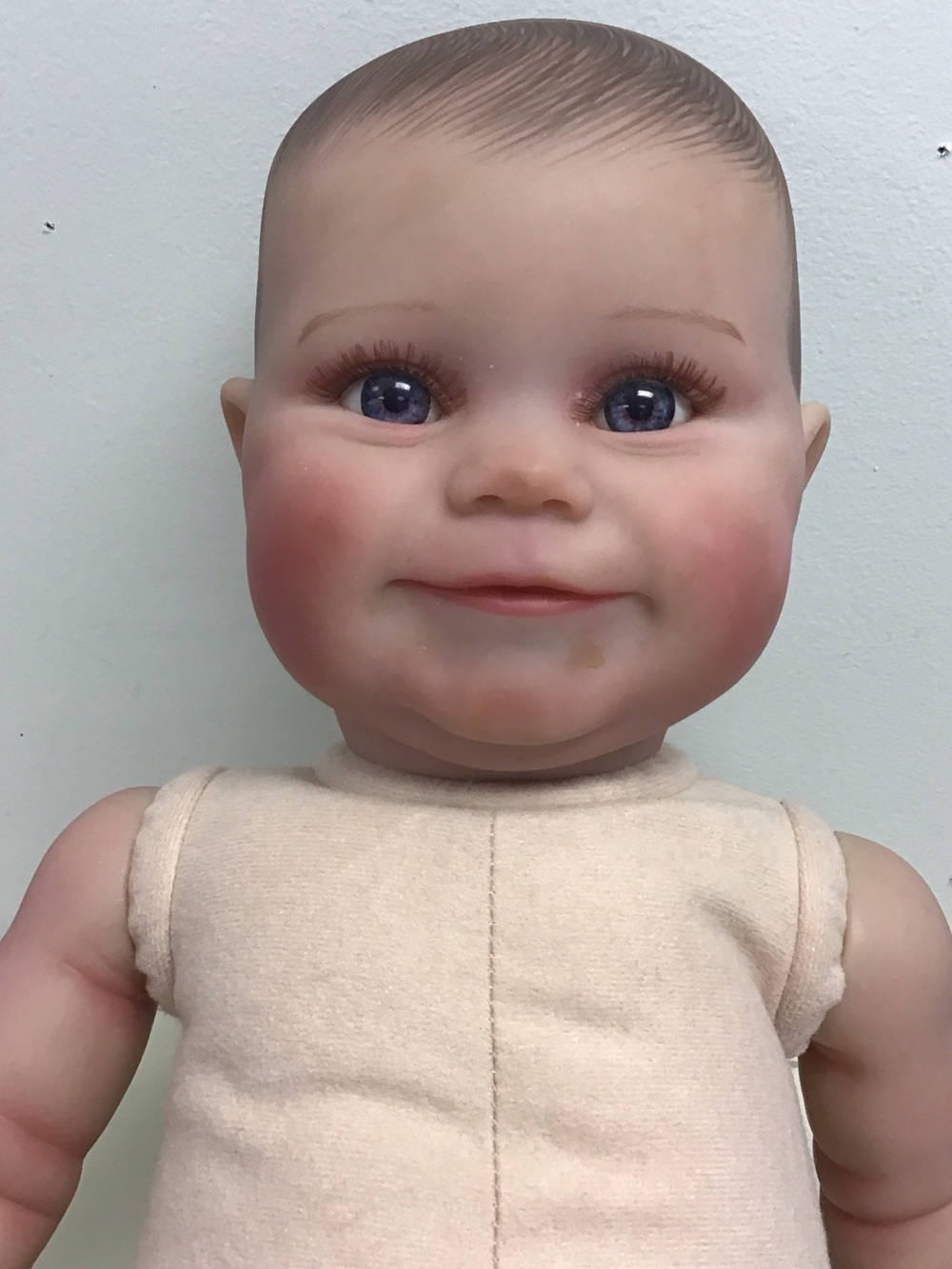 Reborn “Maddy” Beige Fabric Body Baby Doll with Vinyl Limbs - Picture 2 of 8